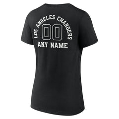 Los Angeles Chargers Women's Personalized Name & Number Monochrome V-Neck T-Shirt Black | NFL