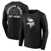 Minnesota Vikings Personalized Name & Number Monochrome Long Sleeve T-Shirt Black | NFL