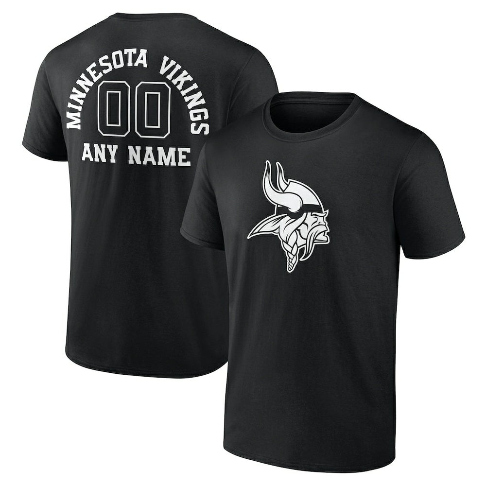 Minnesota Vikings Personalized Name & Number Monochrome T-Shirt Black | NFL
