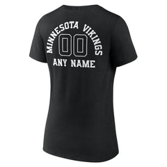 Minnesota Vikings Women's Personalized Name & Number Monochrome V-Neck T-Shirt Black | NFL