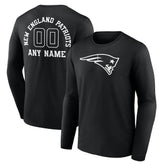 New England Patriots Personalized Name & Number Monochrome Long Sleeve T-Shirt Black | NFL