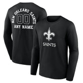 New Orleans Saints Personalized Name & Number Monochrome Long Sleeve T-Shirt Black | NFL