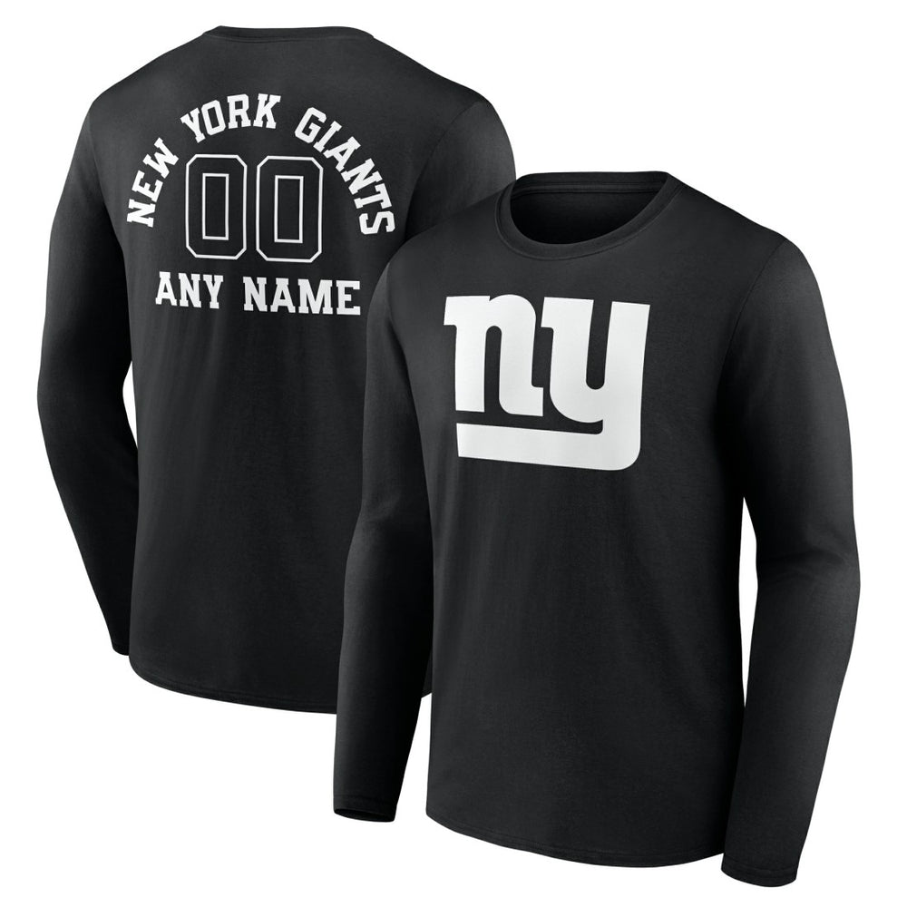 New York Giants Personalized Name & Number Monochrome Long Sleeve T-Shirt Black | NFL