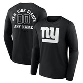 New York Giants Personalized Name & Number Monochrome Long Sleeve T-Shirt Black | NFL