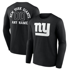 New York Giants Personalized Name & Number Monochrome Long Sleeve T-Shirt Black | NFL