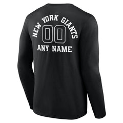 New York Giants Personalized Name & Number Monochrome Long Sleeve T-Shirt Black | NFL