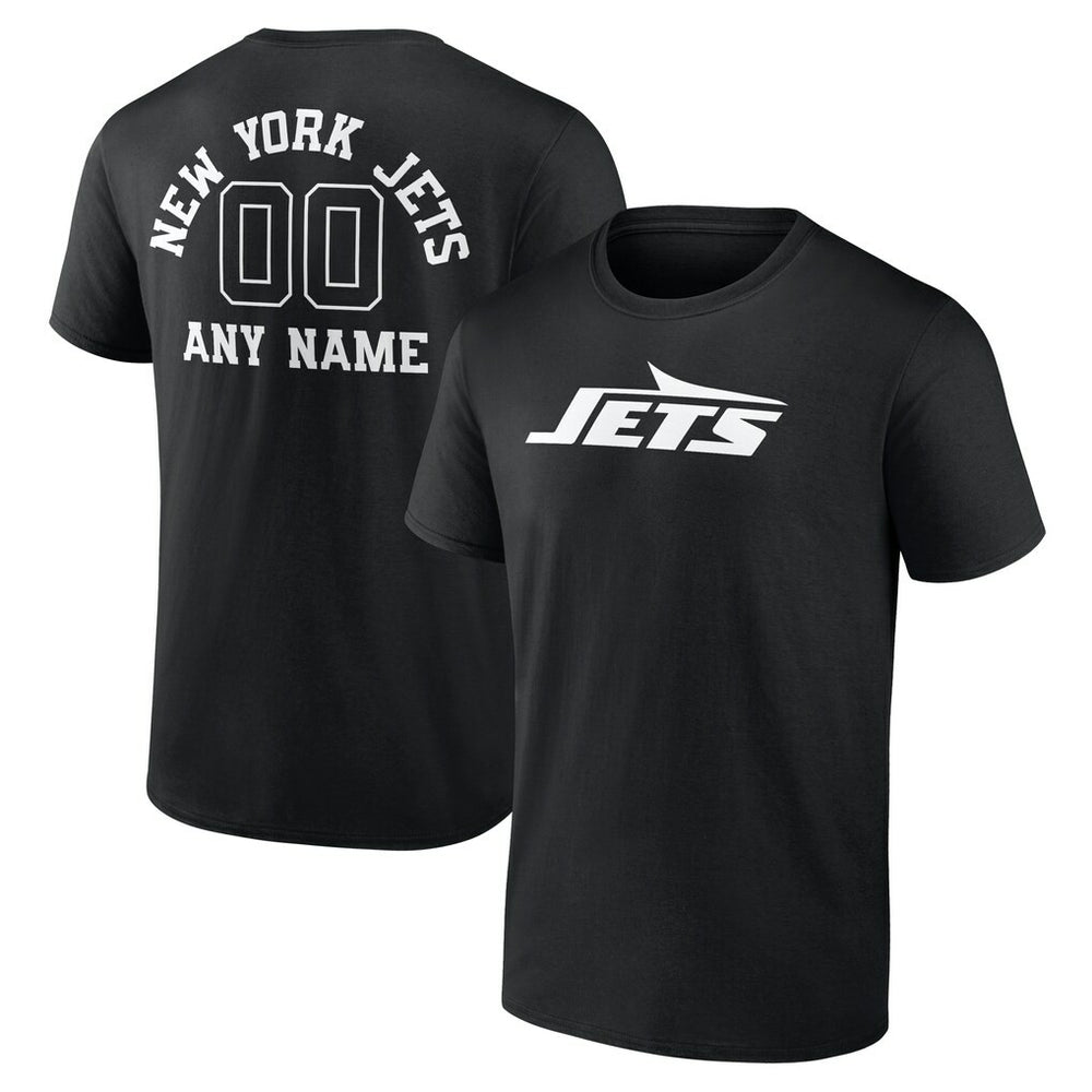 New York Jets Personalized Name & Number Monochrome T-Shirt Black | NFL