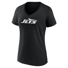 New York Jets Women's Personalized Name & Number Monochrome V-Neck T-Shirt Black | NFL