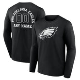 Philadelphia Eagles Personalized Name & Number Monochrome Long Sleeve T-Shirt Black | NFL