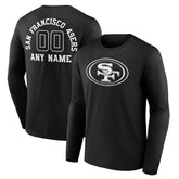 San Francisco 49ers Personalized Name & Number Monochrome Long Sleeve T-Shirt Black | NFL