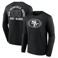 San Francisco 49ers Personalized Name & Number Monochrome Long Sleeve T-Shirt Black | NFL