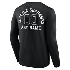 Seattle Seahawks Personalized Name & Number Monochrome Long Sleeve T-Shirt Black | NFL