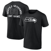Seattle Seahawks Personalized Name & Number Monochrome T-Shirt Black | NFL