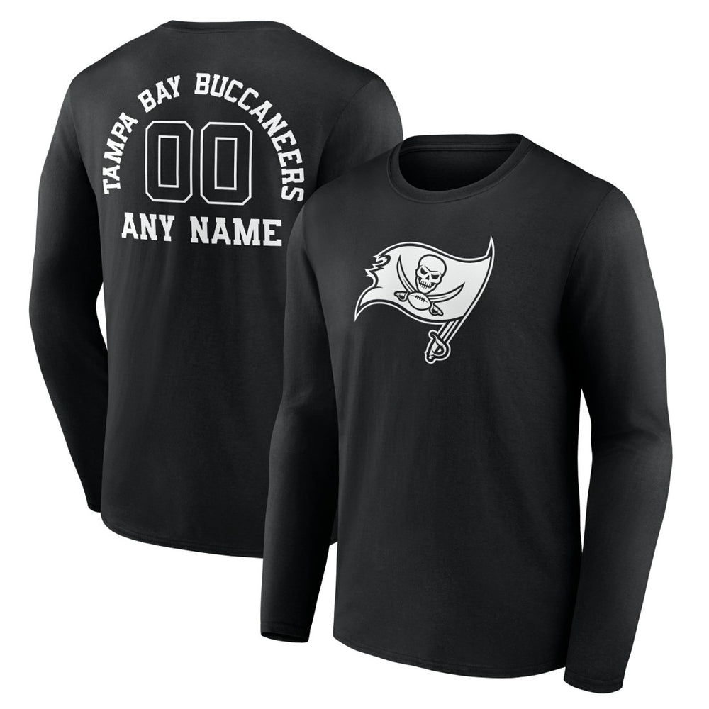 Tampa Bay Buccaneers Personalized Name & Number Monochrome Long Sleeve T-Shirt Black | NFL