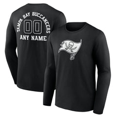 Tampa Bay Buccaneers Personalized Name & Number Monochrome Long Sleeve T-Shirt Black | NFL