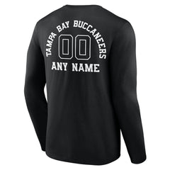 Tampa Bay Buccaneers Personalized Name & Number Monochrome Long Sleeve T-Shirt Black | NFL