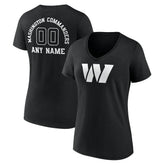 Washington Commanders Women's Personalized Name & Number Monochrome V-Neck T-Shirt Black | NFL