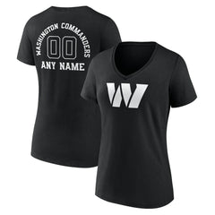 Washington Commanders Women's Personalized Name & Number Monochrome V-Neck T-Shirt Black | NFL