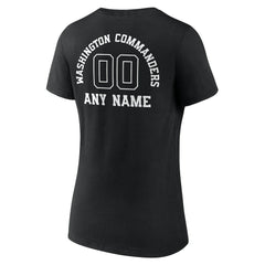 Washington Commanders Women's Personalized Name & Number Monochrome V-Neck T-Shirt Black | NFL
