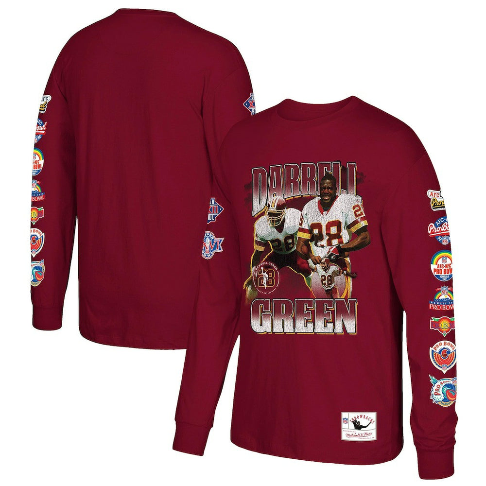 Darrell Green Washington Commanders Player Graphic Long Sleeve T-Shirt Burgundy | Mitchell & Ness