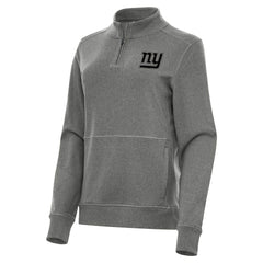 New York Giants Antigua Women's Crush Quarter-Zip Top Heather Black | NFL
