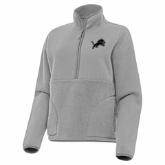 Detroit Lions Antigua Women's Brushed Carbon Figure Half-Zip Pullover Sweatshirt – Gray | NFL