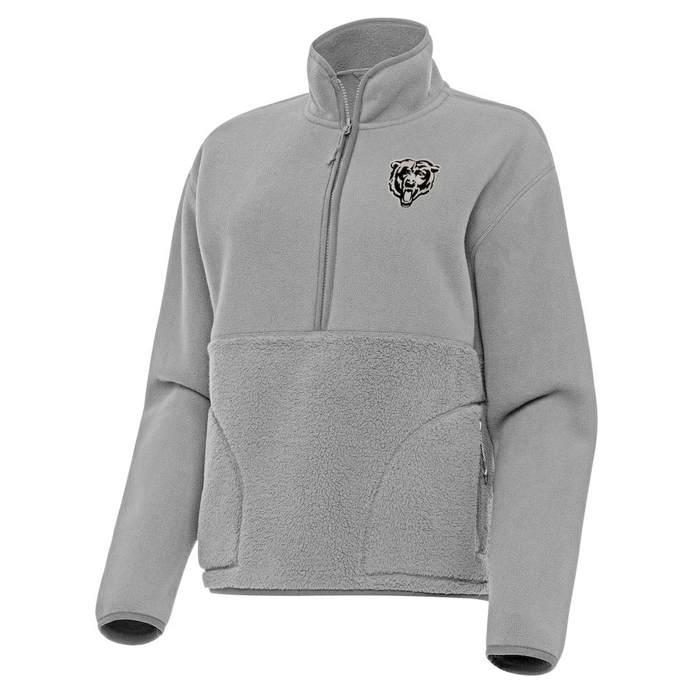 Chicago Bears Antigua Women's Brushed Carbon Figure Half-Zip Pullover Sweatshirt – Gray | NFL