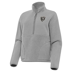 Chicago Bears Antigua Women's Brushed Carbon Figure Half-Zip Pullover Sweatshirt – Gray | NFL
