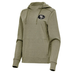 San Francisco 49ers Antigua Women's Justice Pullover Hoodie Olive | NFL