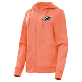 Miami Dolphins Antigua Women's Seeker Full-Zip Hoodie Jacket Heather Orange | NFL