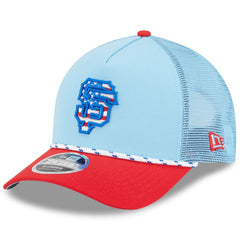 San Francisco Giants New Era 2025 Fourth of July 9FORTY A-Frame M-Crown Adjustable Trucker Hat - MLB