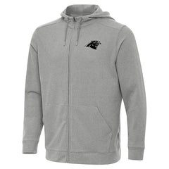 Carolina Panthers Antigua Effortless Full-Zip Hoodie Jacket Heather Gray | NFL