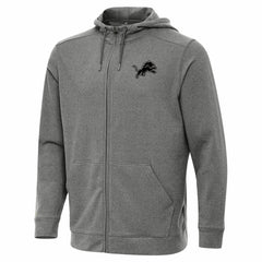 Detroit Lions Antigua Effortless Full-Zip Hoodie Jacket Heather Black | NFL