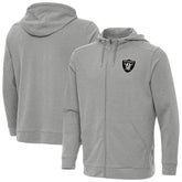 Las Vegas Raiders Antigua Effortless Full-Zip Hoodie Jacket Heather Gray | NFL