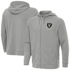 Las Vegas Raiders Antigua Effortless Full-Zip Hoodie Jacket Heather Gray | NFL