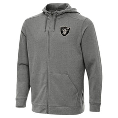 Las Vegas Raiders Antigua Effortless Full-Zip Hoodie Jacket Heather Black | NFL