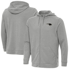 New England Patriots Antigua Effortless Full-Zip Hoodie Jacket Heather Gray | NFL