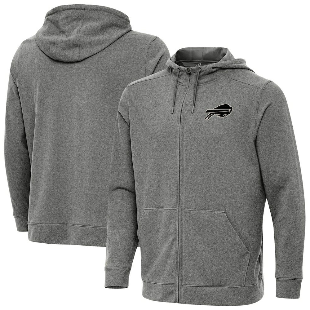 Buffalo Bills Antigua Effortless Full-Zip Hoodie Jacket Heather Black | NFL