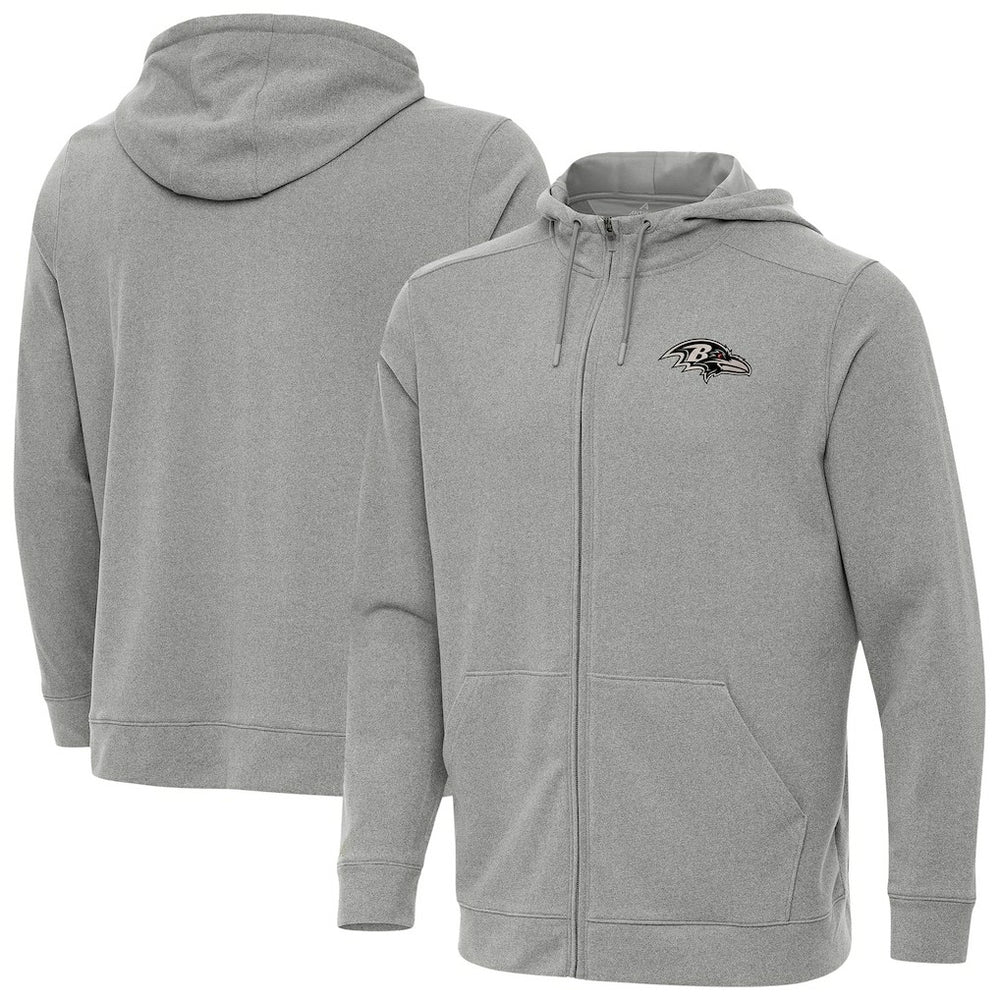 Baltimore Ravens Antigua Effortless Full-Zip Hoodie Jacket Heather Gray | NFL