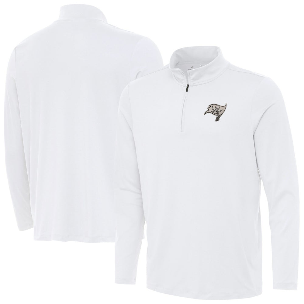 Tampa Bay Buccaneers Antigua Reprocess Quarter-Zip Top White | NFL