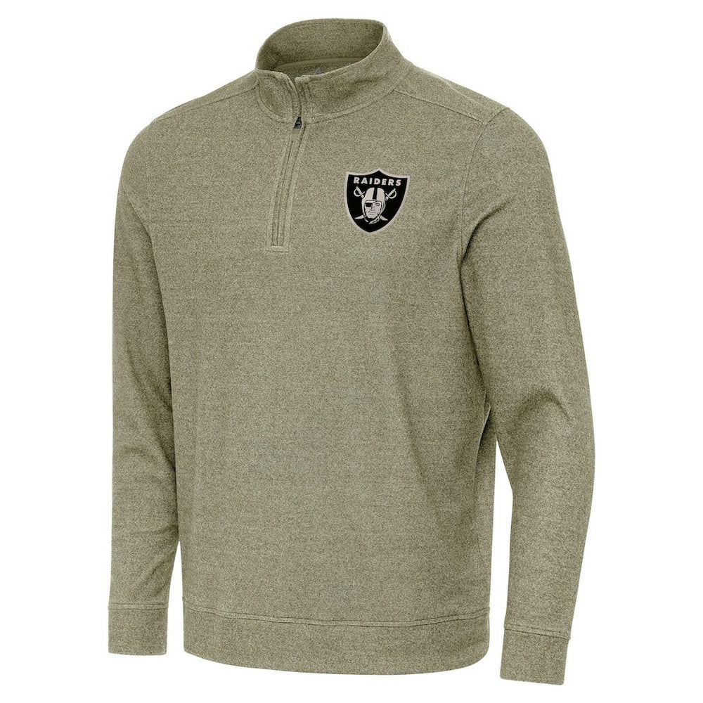 Las Vegas Raiders Antigua Subtle Quarter-Zip Top Heather Olive | NFL