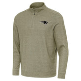 New England Patriots Antigua Subtle Quarter-Zip Top Heather Olive | NFL