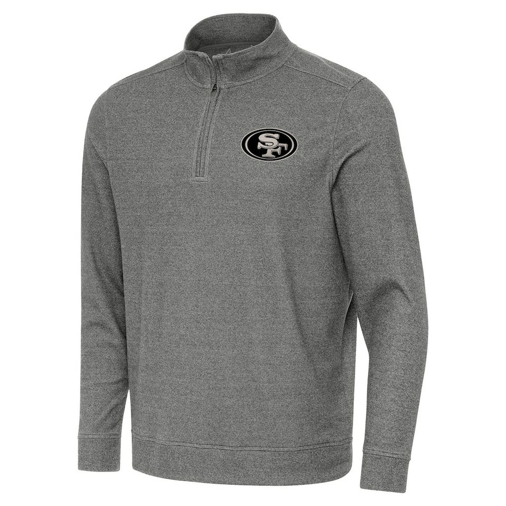 San Francisco 49ers Antigua Subtle Quarter-Zip Top Heather Black | NFL