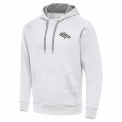 Denver Broncos Antigua Brushed Carbon Victory Pullover Hoodie White | NFL