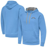 Los Angeles Chargers Antigua Brushed Carbon Victory Pullover Hoodie Powder Blue | NFL