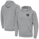 Las Vegas Raiders Antigua Brushed Carbon Victory Pullover Hoodie Heather Gray | NFL