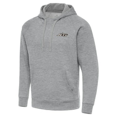 New York Jets Antigua Brushed Carbon Victory Pullover Hoodie Heather Gray | NFL