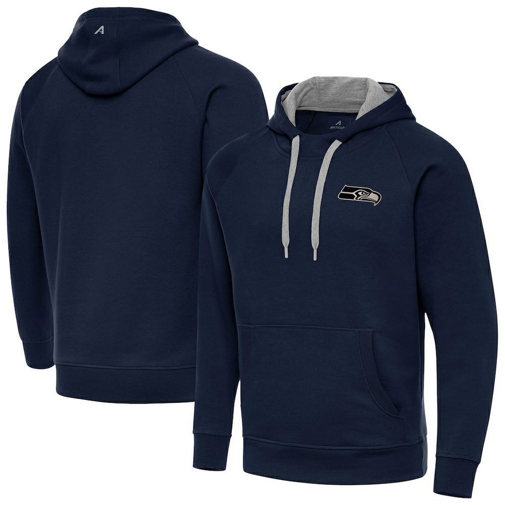Seattle Seahawks Antigua Brushed Carbon Victory Pullover Hoodie College Navy | NFL
