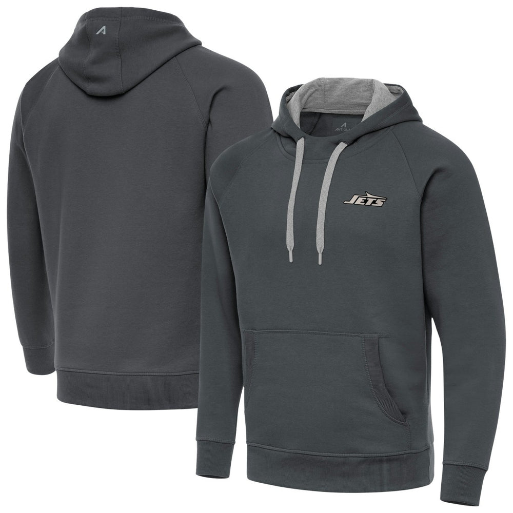 New York Jets Antigua Brushed Carbon Victory Pullover Hoodie Charcoal | NFL