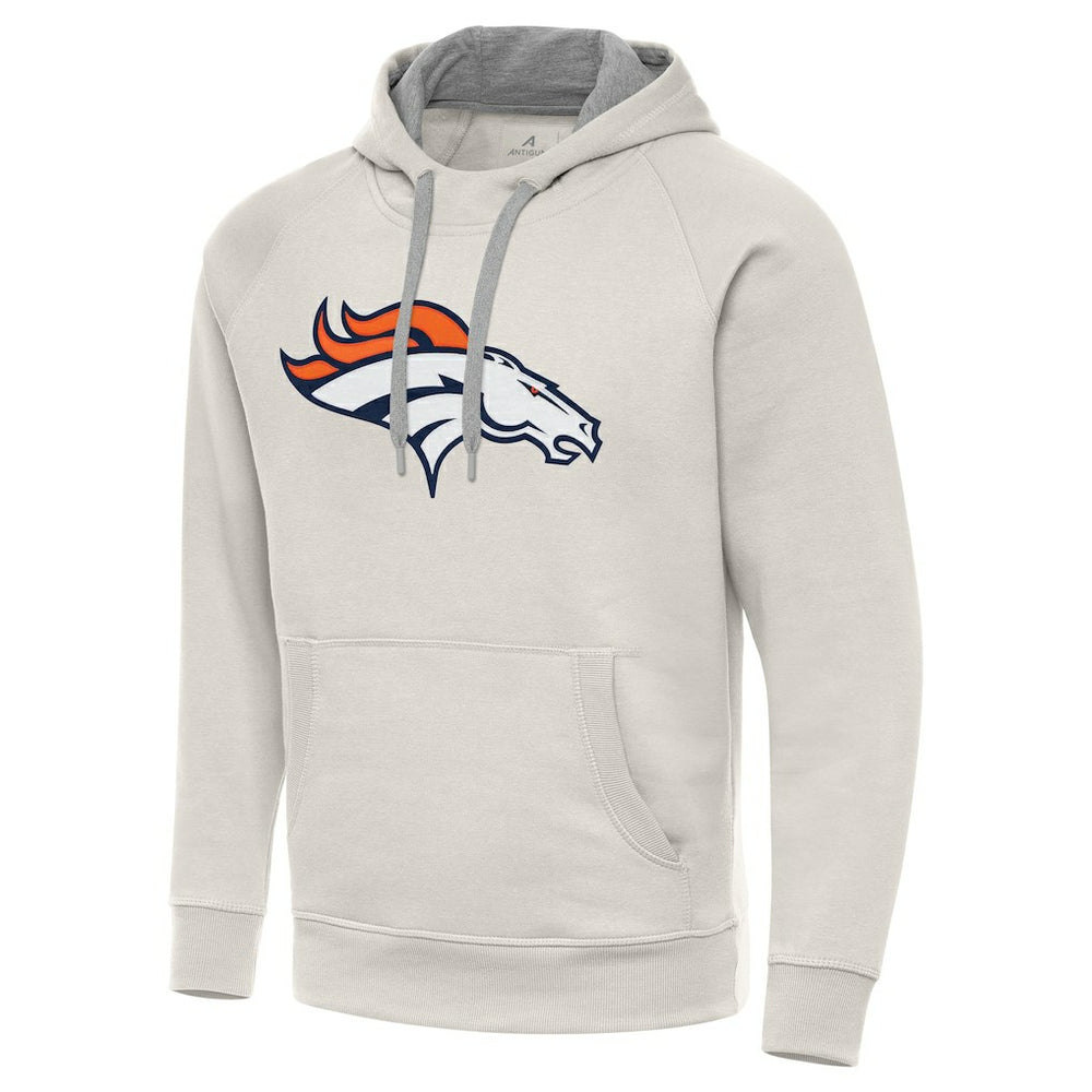 Denver Broncos Antigua Victory Raglan Pullover Hoodie Cream | NFL